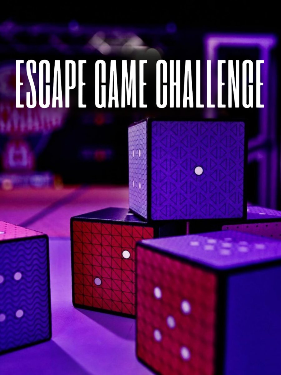 Cover der Escape Game Challenge mit leuchtenden Rätselwürfeln